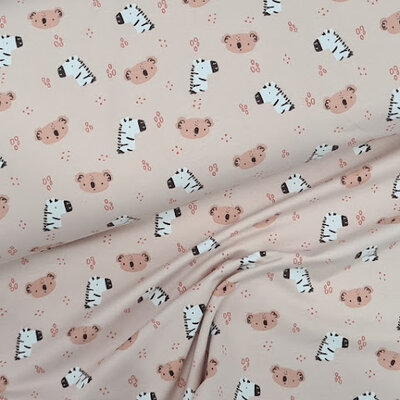 beige (kiezel) perzik zwart wit zebra beer beren french terry (op=op)