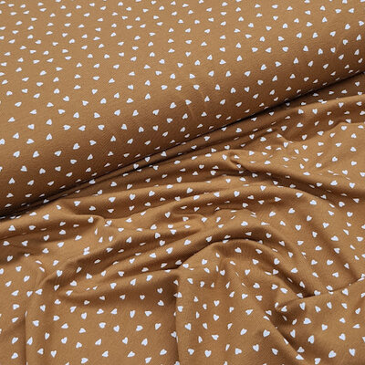 camel (caramel) wit hartjes  - tricot (op=op)