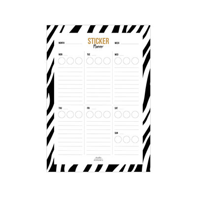 Noteblock Sticker planner zebra