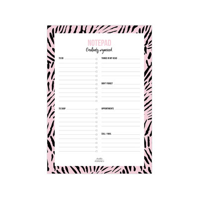 wit roze zwart blaadjes print NOTITIE boek A5