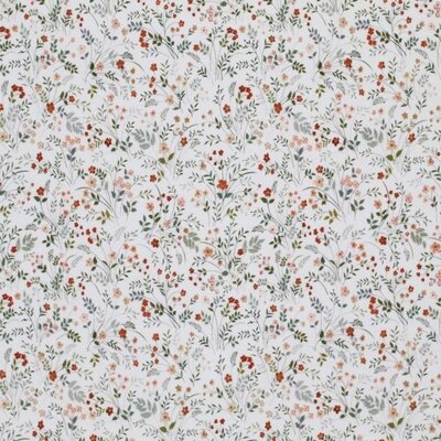 nog 90cm - wit (off white) camel groen perzik Wilde bloemetjes - digitaal tricot (op=op)