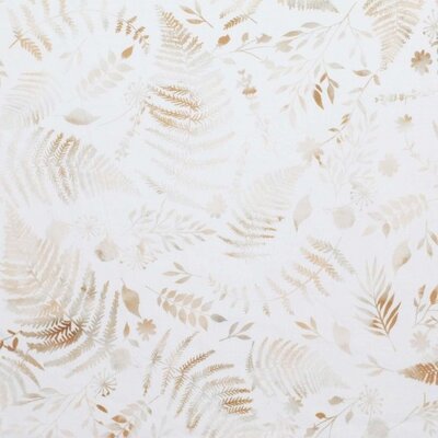 wit (off white) beige kiezel stempel tuin blaadjes digitaal poplin katoen (op=op)