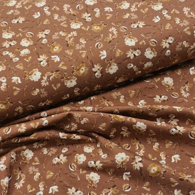 perzik (donker) cognac natural bloemen digitaal - tricot (op=op)