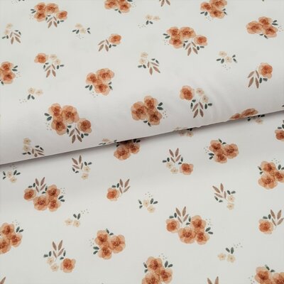 wit caramel Boterbloem bloemen digitaal - biologische tricot (op=op) 