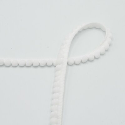 wit (off white) band met mini pompoms 6mm