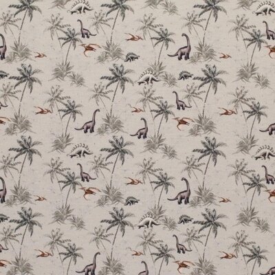 beige wit taupe groen Dino jungle dieren digitale french terry (op=op)