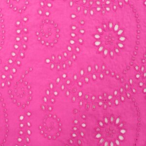 roze (fuchsia) bloemen Paisley met gaatjes broderie katoen (op=op)