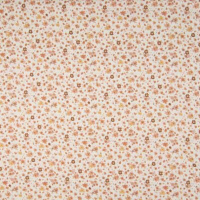 wit beige camel caramel perzik bloemetjes digitaal poplin katoen (op=op)