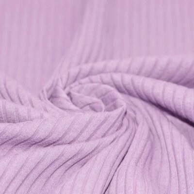 lila (pastel) katoenen BREDE Baby rib tricot SOFT (op=op)