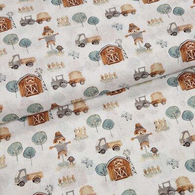 wit beige zee groen cacao boerderij en dieren digitaal katoen (op=op)