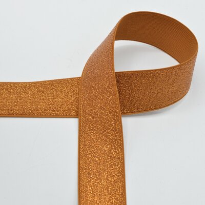 bronze glitter lurex elastic tape 40mm