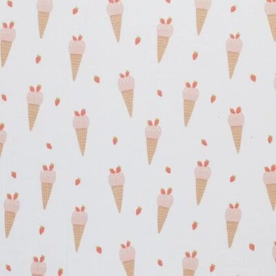 wit (natural) roze cacao ijsjes - digitaal fijne katoenen Baby rib tricot SOFT (op=op)