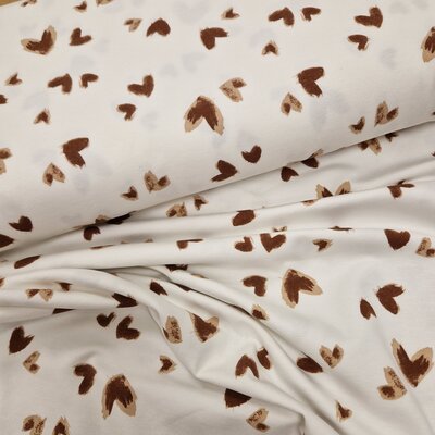 nog 1.6m - wit bruin hartjes aquarel - tricot (op=op)