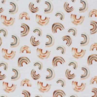 off white camel cacao taupe irregular rainbows digital double gauze