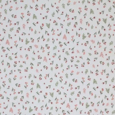 wit (natural) roze (nude) framboos groen Tulpenveld bloemen - digitaal fijne katoenen Baby rib tricot SOFT (op=op)