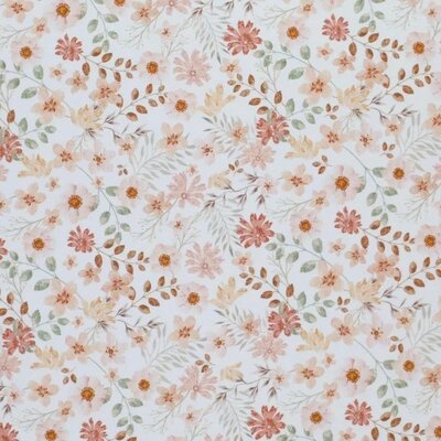 wit (off white) roze-terracotta perzik  groen nude Pastel bloemen - digitaal tricot (op=op)