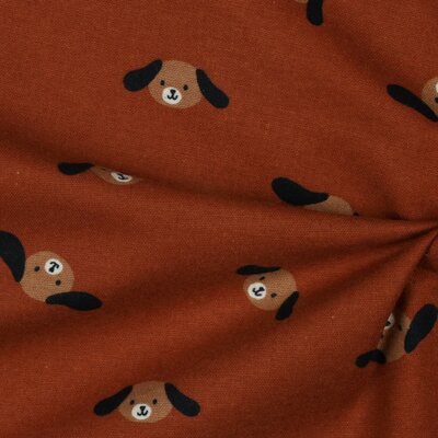 cognac-terracotta cacao hondjes flanel (op=op)