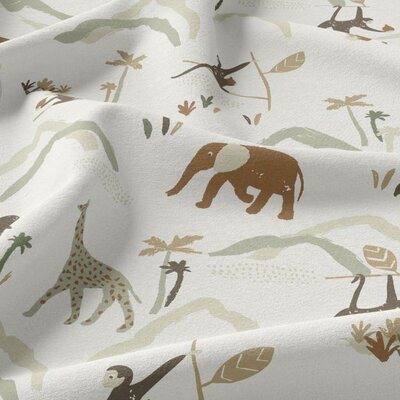 wit natural beige vintage groen cacao Zambia dieren aap olifant giraf katoen