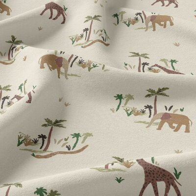 beige (natural) wit cacao groen Calani dieren olifant giraf palmbomen katoen (op=op)