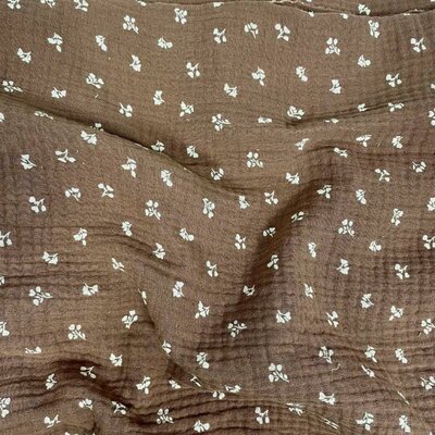 bruin (kastanje) wit kleine bloemetjes hydrofiel (op=op)