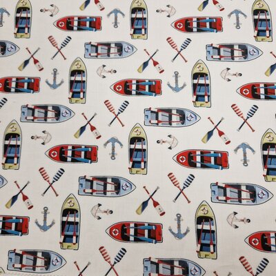 wit rood olijf blauw roeiboten bootjes Udi digitaal katoen