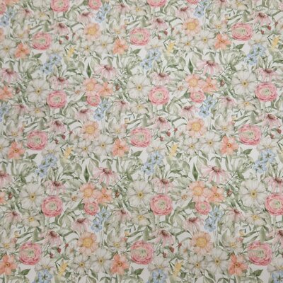 wit perzik beige roze groen geel blauw tuinbloemen udi digitaal poplin katoen