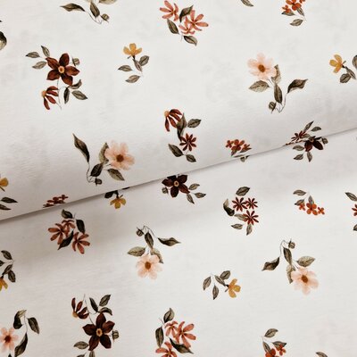 wit camel nude terracotta groen Romantische bloemen digitale biologische tricot