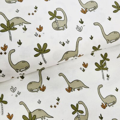 wit dusty groen olijf groen cacao dino flanel (op=op)