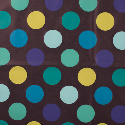 blauw (donker) groen geel blauw stippen regenjas stof (op=op)