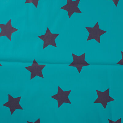 petrol donker blauw sterren regenjas stof (op=op)