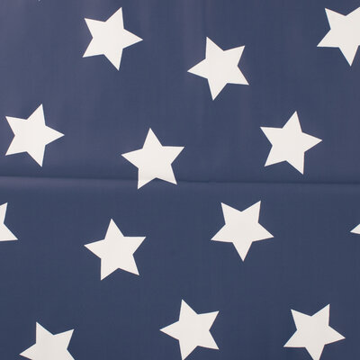 nog 1,7m - blauw (donker) wit sterren regenjas stof (op=op)