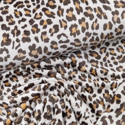 beige (kiezel) bruin camel zwart luipaard print knuffel fleece (op=op)