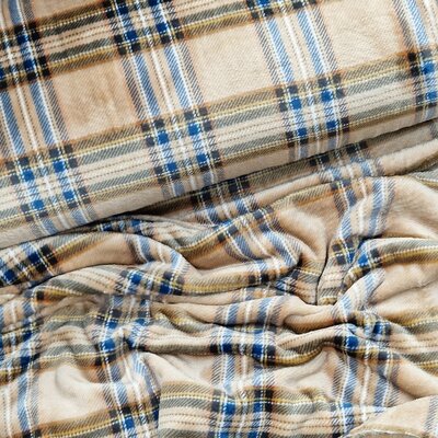 camel bruin blauw beige ruiten knuffel fleece (op=op)