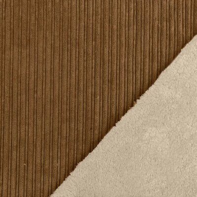 bruin (licht) brede rib met teddy dubbelzijdig (op=op) U*