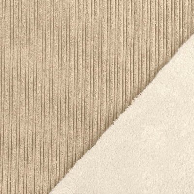 nog 70cm - beige (kiezel) brede rib met teddy dubbelzijdig (op=op) U*