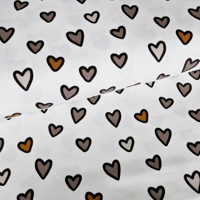 wit bruin grijs getekende hartjes - tricot (op=op)