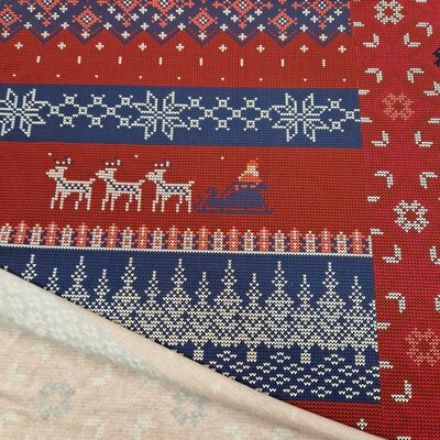 rood blauw wit X-mas - french terry kerstpaneel (68x145cm) (op=op)