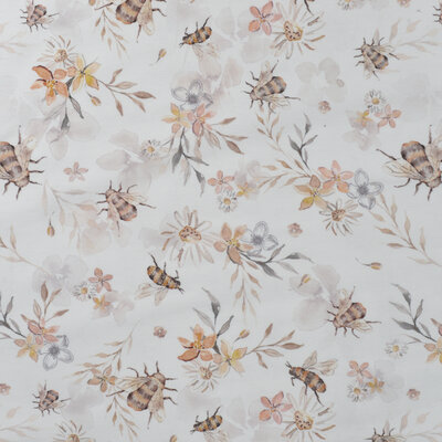 wit (off white) roze-terracotta camel mauve lila Bloemen en Bijtjes aquarel digitale - biologische tricot (op=op)