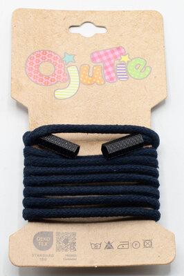 blauw (donker marine) koord met stoppers 5mm - 1.15m