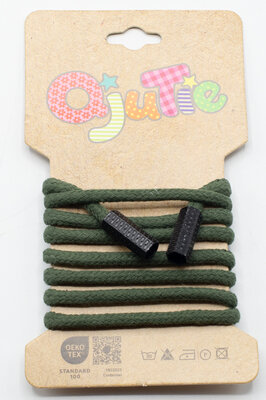 groen (army olijf) koord met stoppers 5mm - 1.15m