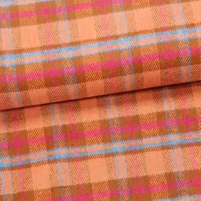 nog 60cm - perzik blauw caramel fuchsia ruiten dikke flanel (op=op)