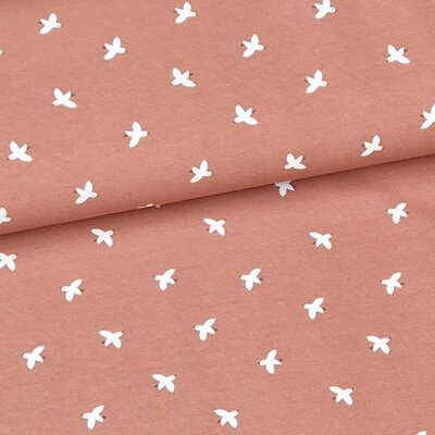 claypink white birds waffle knit jersey