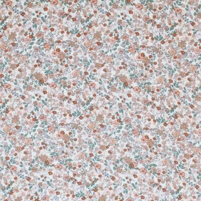 wit (off white) cacao perzik  groen Trendy bloemen - digitaal HYDROFIEL (op=op)