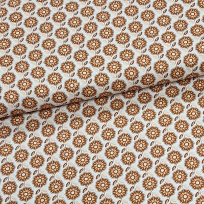 wit cognac perzik retro bloemen digitaal katoen (op=op)