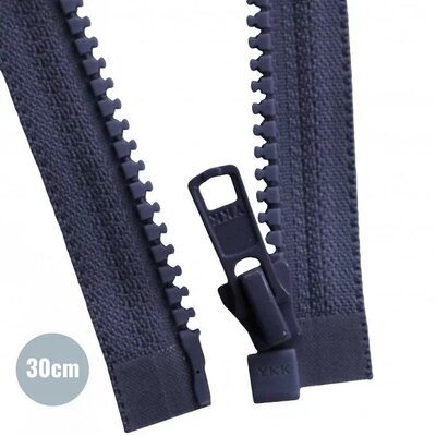 blauw (donker marine) Deelbare Bloktand Rits YKK Vislon 30cm