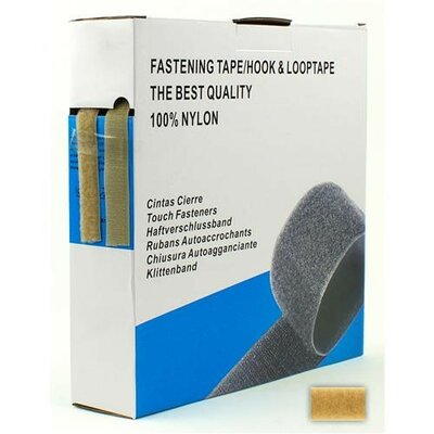 beige (camel) klittenband opnaaibaar 2cm breed - 100cm / zakje