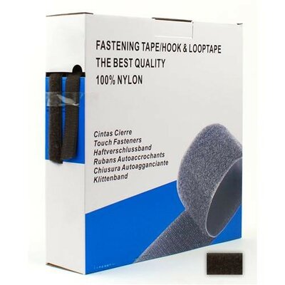 bruin (donker) klittenband opnaaibaar 2cm breed - 100cm / zakje