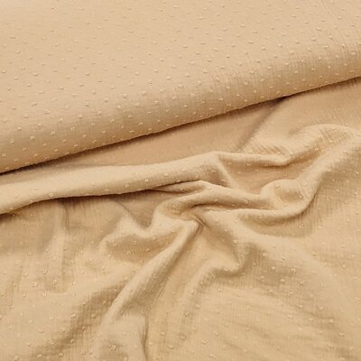 camel beige dobby embroidery double gauze