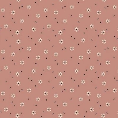 perzik wit (natural) zwart Sterbloemen - digitaal fijne katoenen Baby rib tricot SOFT (op=op) V