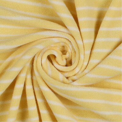 geel (oud) wit strepen streep badstof tricot (babybadstof)